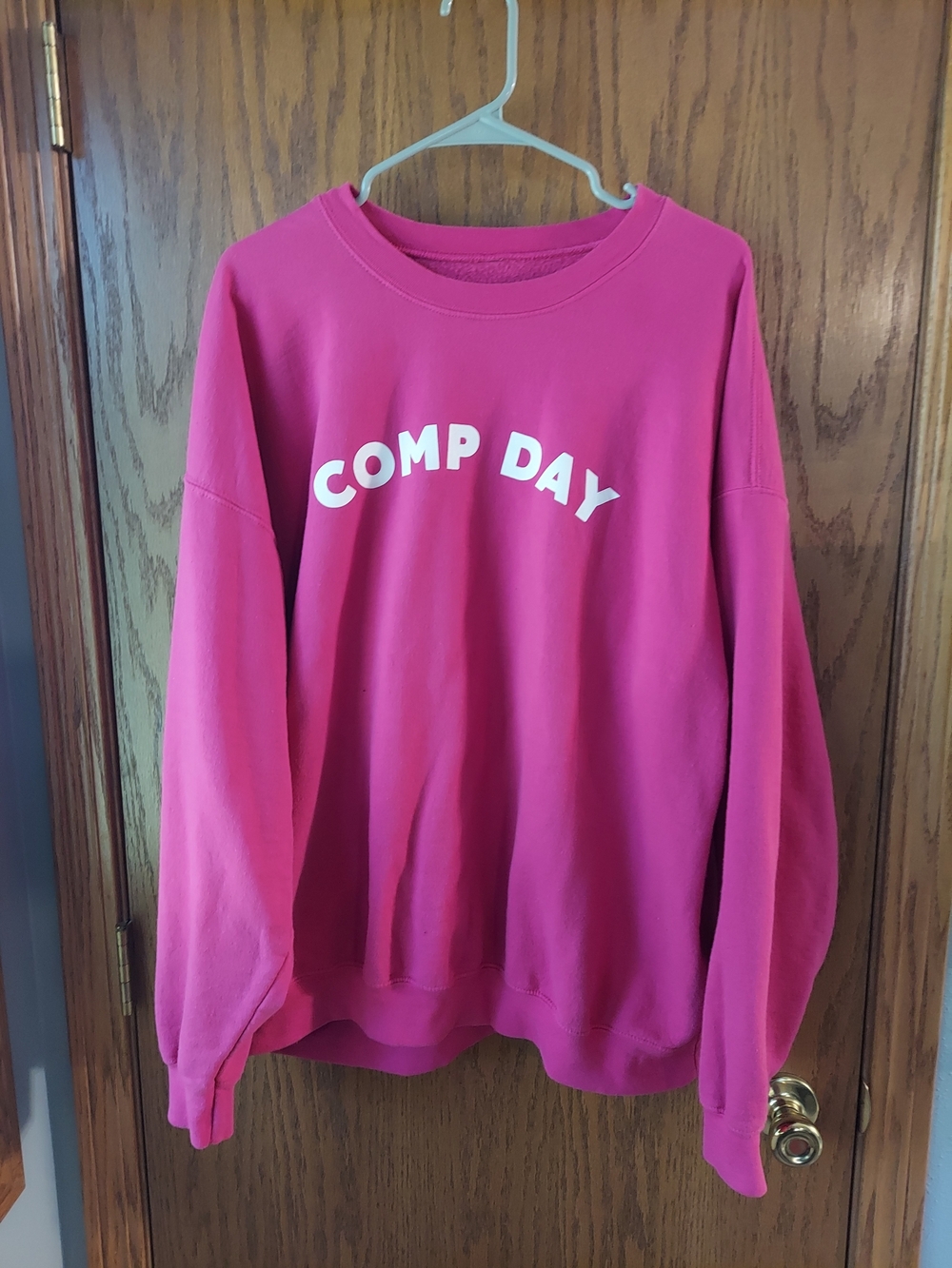 Hot Pink "COMP DAY" Oversized Crewneck Sweatshirt Bold Graphic Pullover